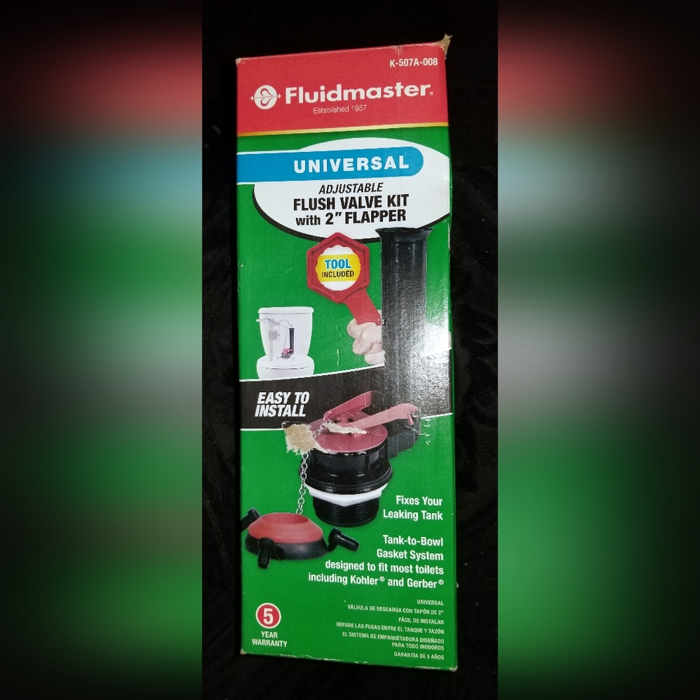 NWT Fluidmaster K-507A-008 Universal 2" Adjustable Toilet Flush Valve Kit
